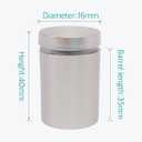 Lantee 5/8" x 1-5/8" Stainless Steel Standoff Screws  Heavy-Duty Sign Mounting Hardware for Acrylic, Glass, and Metal (16 x 40mm, 20 Pcs)