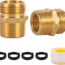 Ceaeso 3/4" GHT male thread x 3/4" NPT male thread fitting or 1/2" NPT female thread, Solid brass garden hose fitting, adapter, industrial metal brass garden hose to tubing connection (2-pack)