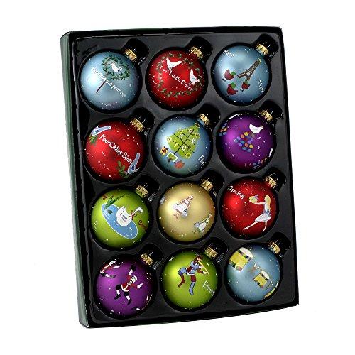 Kurt Adler Twelve Days of Christmas Ball Ornament, 65mm, Set of 11 Glass