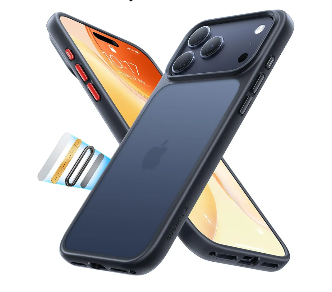 TORRAS Shockproof for iPhone 17 Pro Max Case with Camera Control Button, [12FT Military Grade Drop Protection] Enhanced Grip & Soft Touch Translucent Slim 17 Pro Max Case with 3 Colors Buttons, Black