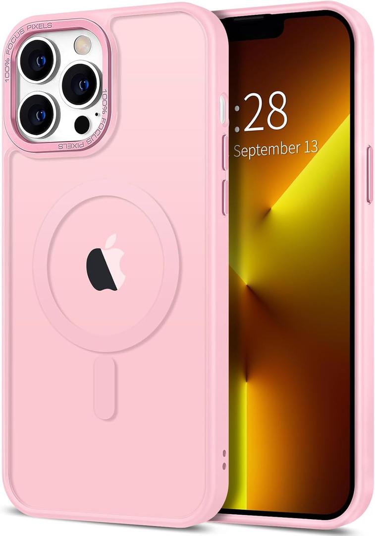 3 x Hython Case for iPhone 13 Pro Case Magnetic Translucent Matte Phone Cases 6.1" [Compatible with MagSafe] Thin Slim Fit Shockproof Bumper Hard Protective Cover for Women Men Girls, Frosted Tender Pink