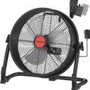 12" Battery Operated Floor Fan for Milwaukee M18 18V Battery, Portable Fan with AC Adapter and USB Output, Metal Industrial High Velocity, Stepless Speed Cordless Fan for Jobsite Garage Camping Backup