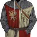 Historical Hoodie Medieval Knight Hoodie Revolutionary War Army Uniform 3D Printed Jacket Halloween Costume (XX-Large)