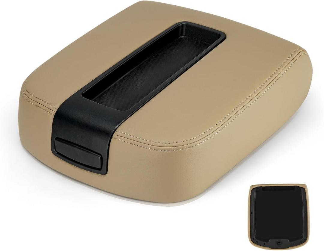 Youxmoto Center Console Lid 2007-2014 Fit for Chevy Silverado 1500 2500 3500/Suburban/Avalanche, Armrest Cover Fit for GMC Sierra 2008 2009 2010 2011 2012 2013, Only fits Full Central Floor Consoles (Beige)