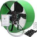 Hiorucet Upgraded 15 Inch Gable Vent Exhaust Fan, 1650CFM 2500 SQF High Performance Low Noise Attic Gable Mount Fan with Adjustable Thermostat, 14 Inch Blade and Permanently Lubricated Motor, Green.