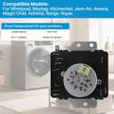 W10185981 Dryer Timer, 115VAC 60Hz, compatible with Whirlpool, Maytag, KitchenAid, Jenn-Air, Amana, Magic Chef, Admiral, Norge, Roper, replacement for AP6016540, 1481704, PS11749830