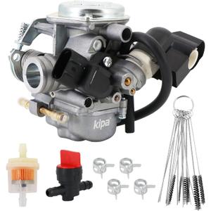 KIPA Carburetor For Ruckus 50 NPS NPS50 NPS50S AC 2008-2019 With Fuel Filter Gas Fuel Petcock Valve & Carbon Dirt Jet Cleaner Tool Kit