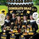 Graduation Decorations 2026 Themed Set - All-in-One Party Supplies with Backdrop & Tablecloth, Congrats Grad Banner for High School College Class of 2026 Decor