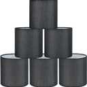 Lampwell Tina Black Clip-on Chandelier Lamp Shades Set of 6, 5"5"H5", Mini Linen Drum Shades, For Candle Bulb and Small General Bulb