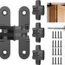 Invisible Hinges for Cabinet Doors,Completely 180 Hidden Hinges,Concealed Door Hinges,Concealed and Smooth Quiet Close(Black,0.63"-2.76",4Pack)
