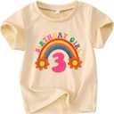 SOFEON Rainbow Birthday Girl Shirts Toddler Baby Girls Birthday Outfits Tees T-Shirt Gifts Party Tops 1-7 Years (Beige-3T)