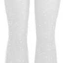 Women Rave Mesh Sheer Pants Flared Bell Bottom Pants for Dance Festival Clubwear (X-Small, White)