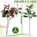 2 Pcs Magnolia Stems Artificial Magnolia Leave Branch, 43.3 Inch, Green