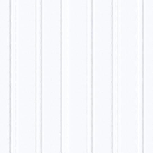 ReWallpaper 17.5in x 23ft Removable Vinyl Faux Beadboard Peel and Stick Prepaste Wallpaper Liner Self Adhesive Contact Paper Faux Wainscoting Panels Peel and Stick Wallpaper for Bathroom Kitchen Walls