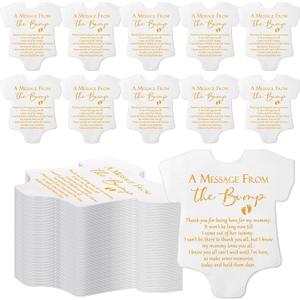 Colarr 100 Pcs Small Baby Shower Napkins Bodysuit Shape Gender Reveal Decorations Party Napkins a Message from the Bump Cocktail Disposable Paper for Baby Shower Thank You Gift (White)