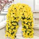 ATTGREAT Artificial Bougainvillea for Outdoors Faux Plants UV Resistant Flowers Fake Plastic Plants Realistic Silk Flowers for Porch Planter Garden Outside Hanging Decoration, 2Pcs (Yellow)