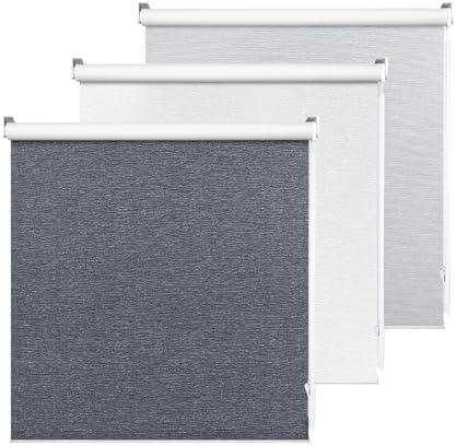 ALLBRIGHT 100% Blackout Roller Blinds for Windows, Shades for Indoor Windows with Striped Jacquard, UV Protection Fabric, Window Shades for Home,Office, Easy to Install, Gray, 58" W X 72" H