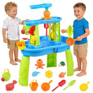 Hanyutom 2026 Upgraded Toddler Sand Water Table Toy, Summer Outdoor Beach Sensory Activity Playset and Water Table Toys, Party Birthday Gifts for Girl Boy Age 4+ (Blue)