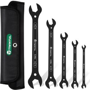 4-in-1 Super-Thin Open End Wrench Set, 5-Piece, 20 Sizes, Metric, 6, 7, 8, 9, 10, 11, 12, 13, 14, 15, 16, 17, 18, 19, 20, 22, 23, 24, 27 mm, Ultra-Slim Wrench Set for Thin Nuts, Narrow Spaces