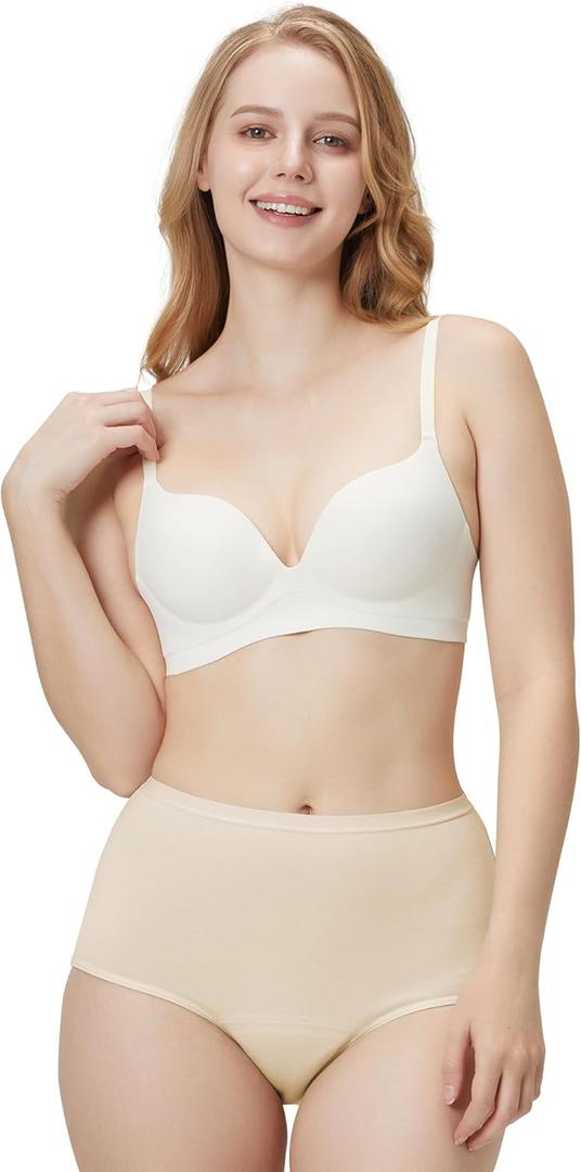 BATTEWA Reusable Incontinence Cotton Underwear for Women, High Waist Design Comfort Leakproof Panties for Bladder Leakage Protection 50ML (Beige,4X-Large)