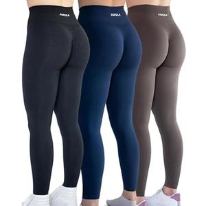 AUROLA Workout Leggings for Women Seamless Scrunch Tights Tummy Control Gym Fitness Girl Sport Active Yoga Pants XS