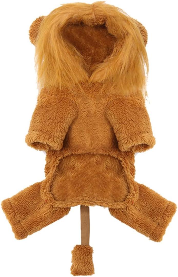 VICASKY Funny Lion Costume for Dogs Warm Pet Halloween Outfit Adorable Party Clothes for Winter Autumn Cosplay for Year Christmas Special Occasions