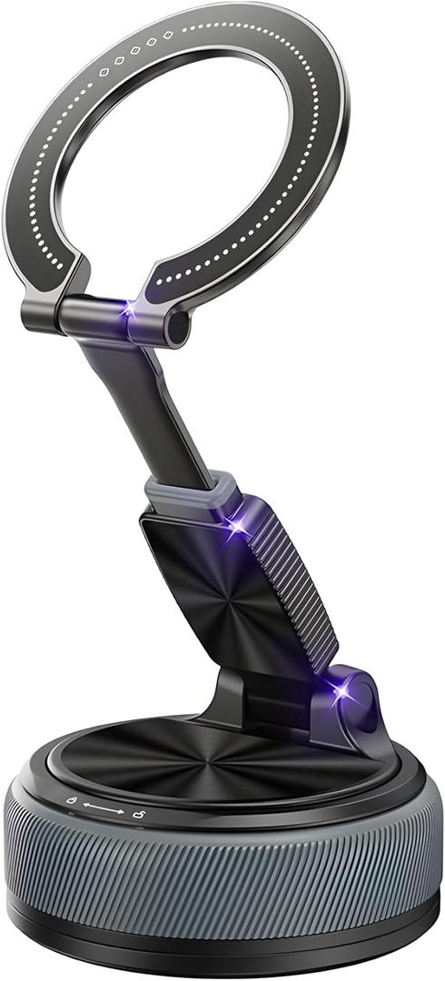 Magnetic Car Phone Mount 2-in-1 Detachable Ring Stand for Desk & Dashboard