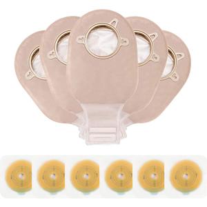 Carbou 21 PCS Ostomy Supplies Colostomy Bags Two Piece Drainable Pouches with Closure 12", Ileostomy Stoma Care,Cut-to-Fit(15Pcs Bags+6Pcs Barrier)