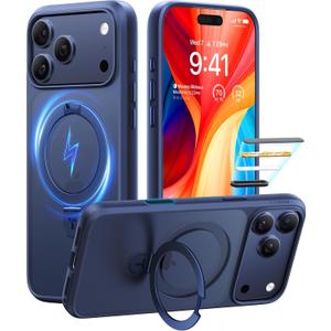 TORRAS for iPhone 17 Pro Max Case with Stand, Compatible with MagSafe, 4X Military Grade Protection, Camera Control, Slim Phone Case for iPhone 17 Pro Max 6.9", Translucent Deep Blue