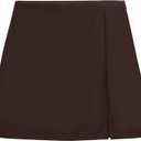 Cider Mini Skirt High Waist Zip Up Split Bodycon Fitted Party A Line Skirt (Medium, Brown)