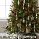 Leinuosen 24 Pcs Christmas Wood Bead Farmhouse Natural Boho Xmas Hanging Beads Ornaments Christmas Tree Wood Bead Hanging Decor for Home Xmas Tree Party Fireplace Garland Mantel Scandi Decor