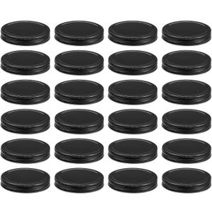 uxcell 24pcs Wide Mouth Mason Jar Lids, 86mm Mason Canning Jar Lids with Airtight Seal and Leakproof, Mason Storage Covers Caps for Mason Jar, Black