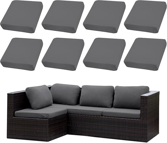 SUKAIKEQA Outdoor Cushion Covers Set,8PCS Patio Furniture Couch Seat Slipcovers, Replacement for Sofa Sectional Chair(Cover，Only)