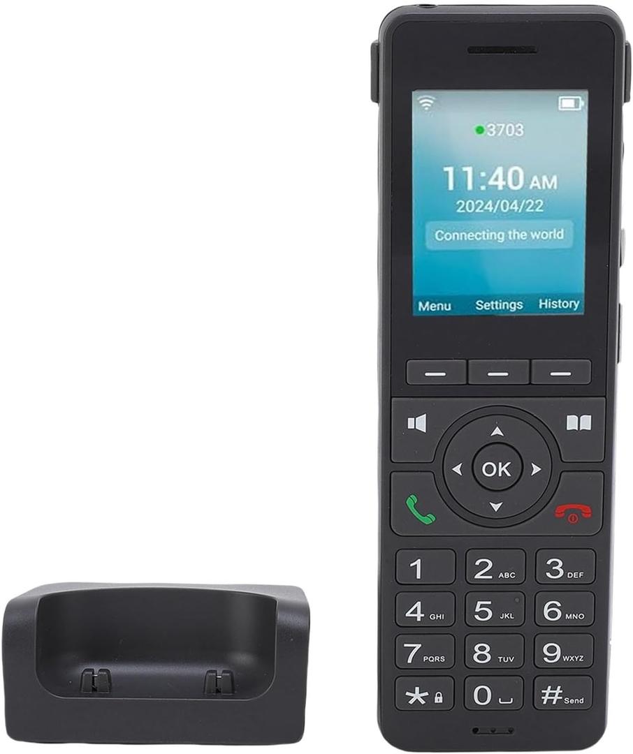 VBESTLIFE 4G LTE Cordless Phone with Dual SIM & WiFi VoIP, 2.4" Color Screen Portable SIP Phone for Home Office, No Landline Needed, Black (US Version)