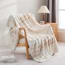 Herside Faux Fur Bubble Throw Blanket Cream White,Bubble Fluffy Blanket for Couch Bed Sofa,Tie-dye Soft Thick Comfortable Fuzzy Flannel Blankets for Fall Winter,60x80 Inches