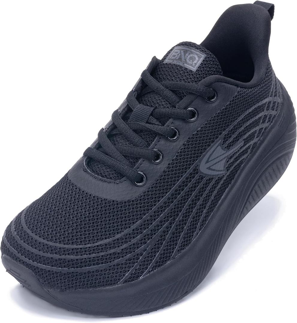 RomenSi Wide Toe Box Shoes Women Arch Support Walking Shoes Comfortable Wide Width Tennis Sneakers for Plantar Fasciitis Relief US 6-11 (9.5 Wide, Solidblack) RomenSi Wide Toe Box Shoes Women Arch Support Walking Shoes Comfortable Wide Width Tennis Sneakers for Plantar Fasciitis Relief US 6-11 (9.5 Wide, Solidblack)