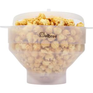 The Original Salbree Collapsible Silicone Microwave Popcorn Popper Maker Machine, Microwavable Bowl Holds 16 Cups, Uses Hot Air and Oil Always Optional - Transparent 