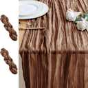 2PCS Table Runner Cheesecloth 10FT Brown Boho Gauze Cheese Cloth Rustic Sheer Table Runners for Wedding Bridal Baby Shower Party Decoration