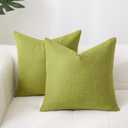 Artcest Set of 2 Burlap Linen Throw Pillow Covers for Couch Bed and Living Room, 12"x12"(Chartreuse)