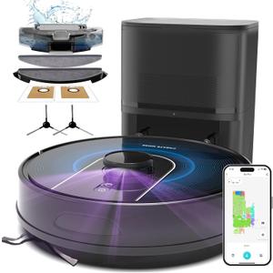 Bagotte Robot Vacuum and Mop Combo, 6000Pa Robotic Vacuum with Mapping, Self-Emptying Station for 90 Days Hands-Free, LiDAR Navigation,Wi-Fi/App/Voice Control, for Carpets&Hard Floors
