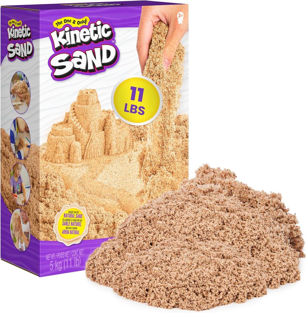 Kinetic Sand, 11lb (5kg) Natural Brown Play Sand for Arts and Crafts, Sandbox, Amazon Exclusive (Packaging May Vary), Moldable Sensory Toys for Ages 3 and up