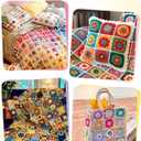 Katech Crochet Kit for Beginners, 50 Granny Squares Crochet Kits for Adults Beginner Learn to Crochets w/Step-by-Step Video Tuturials, Knitting Kit w/1378yds Yarn Granny Square Card Deck- 80% Cotton (Blue-purple gradient)