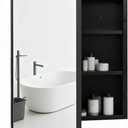 Brushed Sliver Metal Medicine Cabinet Right-Angled Rectangle-Design | Bathroom Mirror with Storage, Recessed or Surface Mounted, 2 Adjustable Metal Shelves (Brushed Black, 16x24)