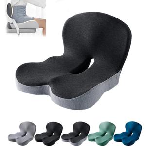 MAOILY Orthopedic Cushion, Back and Seat Cushion, Car Seat Cushion, Soothe+ Cushion, Pressure Relief, Non-Slip Belt Backrest, Ergonomic Memory Foam Backrest (Black & Gray)