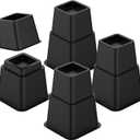 Adjustable Bed Risers 3, 5, 8 Inch Heavy Duty, Stackable Furniture Riser Set of 4 Bed Lifts for Couch, Sofa, Chair, Table & Desk, Under Bed Storage, College Dorms Supports Up to 1,300 Lbs, Black