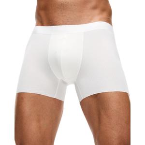 Men's Sexy Silky Trunks Underwear Boxer Briefs 1 Pack, Breathable Boxer Briefs Comfort Soft Underwear for Men (Large, Off-white)