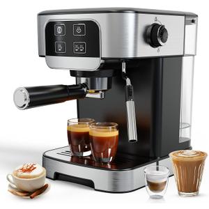 Espresso Machine 20 Bar with Steam Milk Frother, Stainless Steel Coffee Machine with Removable Water Tank for Cappuccino,Latte, Compact Stainless Steel Coffee maker for home,Great Gift