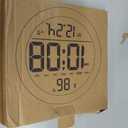 WallarGe Atomic Wall Clock - Never Needs Setting, Digital Wall Clock Battery Operated with Date, Temp, DST, Self-Setting Time, Easy to Read 8 Inch Display for Bedroom, Living Room, Home, Office