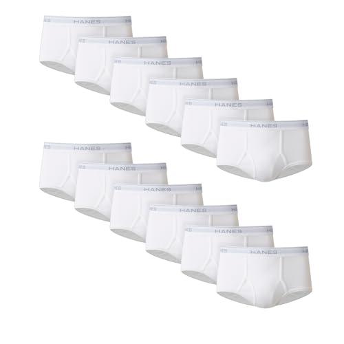 Hanes Men's Brief Underwear Pack, Cotton Briefs, Moisture-Wicking Underwear, Breathable, White, 6-Pack XXL