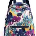 Mini Nylon Women Backpacks,11L Small Ladies backpacks Casual Lightweight Women Shopping Travel Daypack (A-Leaves Blue)